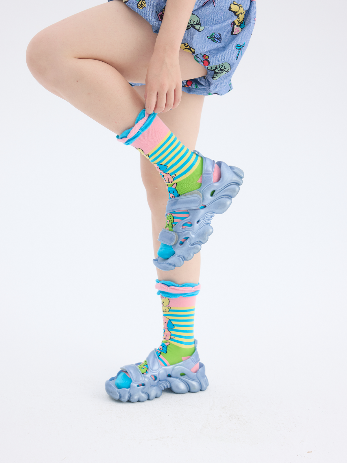tntntutu - Cute Animal Stripe Crew Socks | Kawaii Harajuku Colorful Socks sock tntntutu