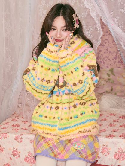 tntntutu - Dopamine Yellow Bear Fleece Jacket Kawaii Plush Hooded Coat coat tntntutu