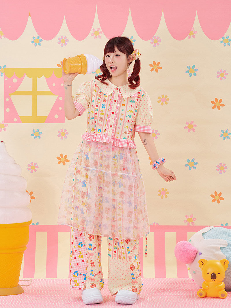 NIKKOU - Lace Organza Puff Dress dress Nikkou home