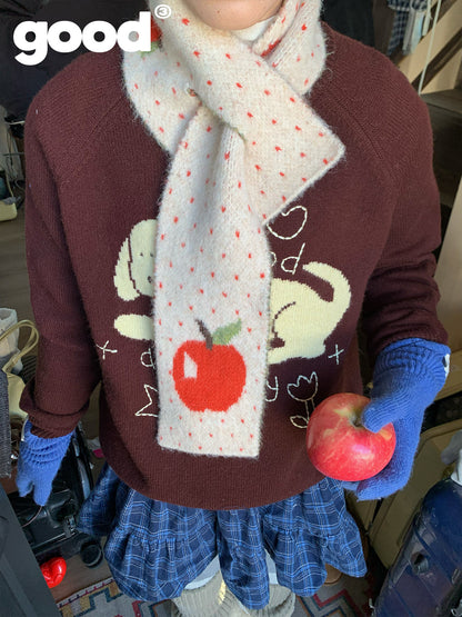 Meihao Store - Apple Pattern Christmas Scarf | Kawaii Cute Winter Accessory