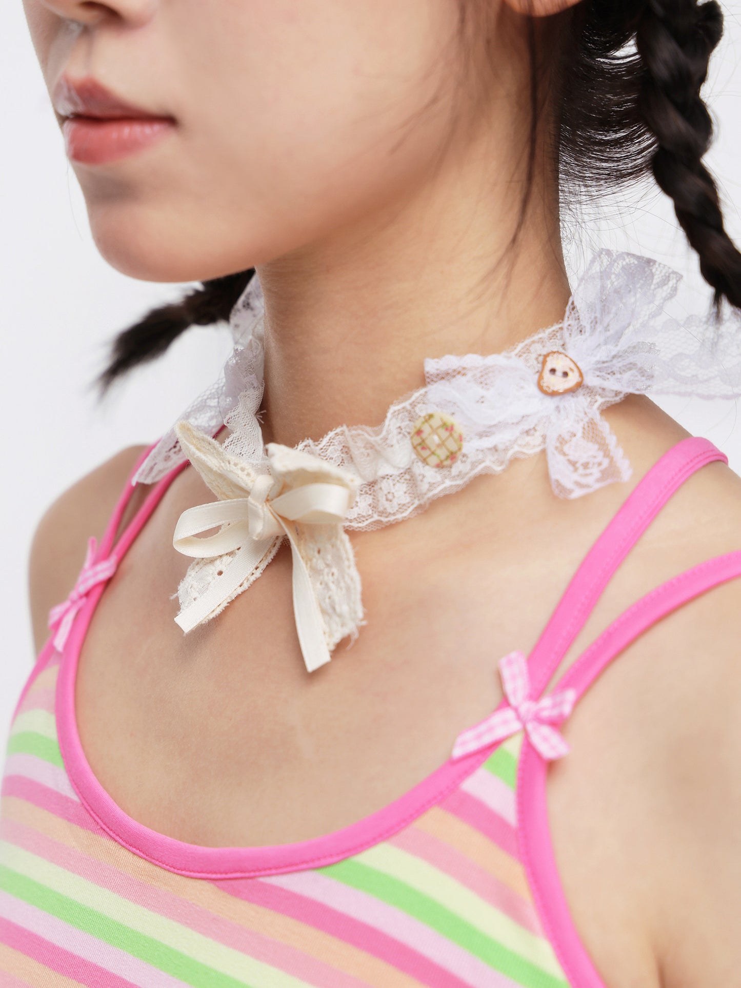 FRUITS - Lace Bow Choker Necklace necklace Fruits
