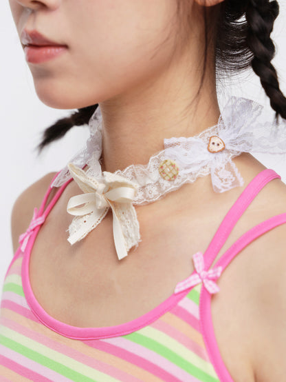 FRUITS - Lace Bow Choker Necklace necklace Fruits