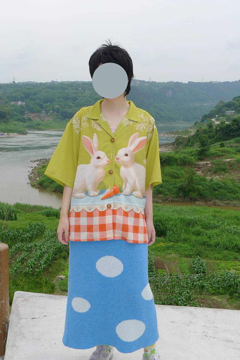 No Blue Today - Vintage Oil Painting Rabbit Check Shirt shirt No Blue Today