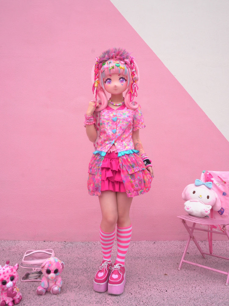 Dream Bubble Pastel Pink Outerwear | Decora Iridescent Layered Sheer Jacket shirt Dream Bubble
