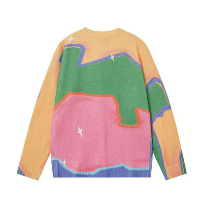 BIBULU - Colorful Cartoon Print Oversized Cardigan Sweater cardigan BIBULU