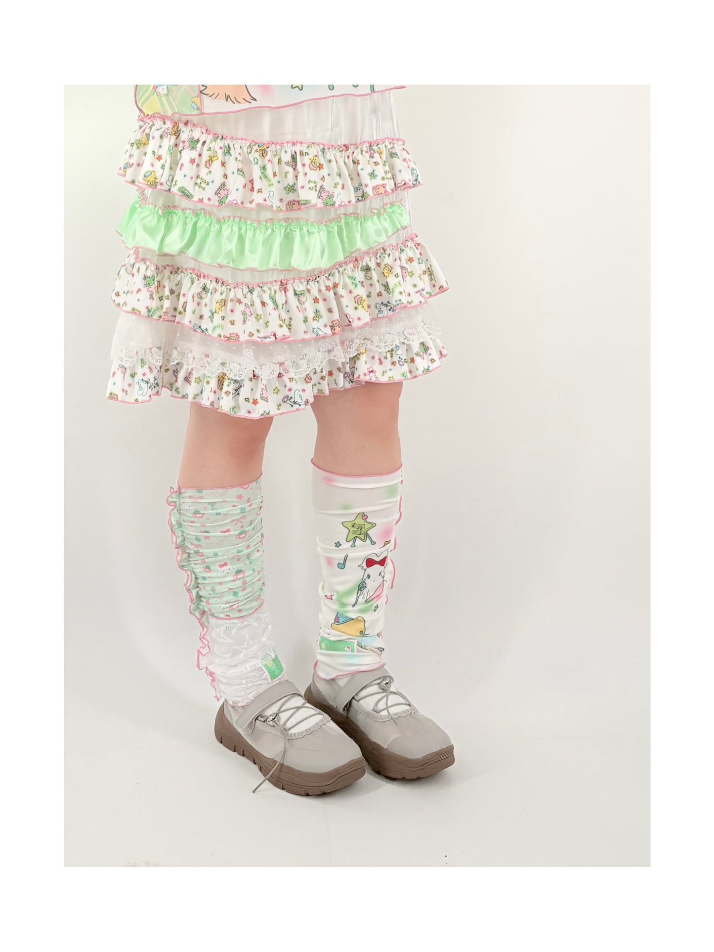 shishihshop – Kawaii Ice Cotton Lace Leg Warmers with Print leg warmmers shishihshop