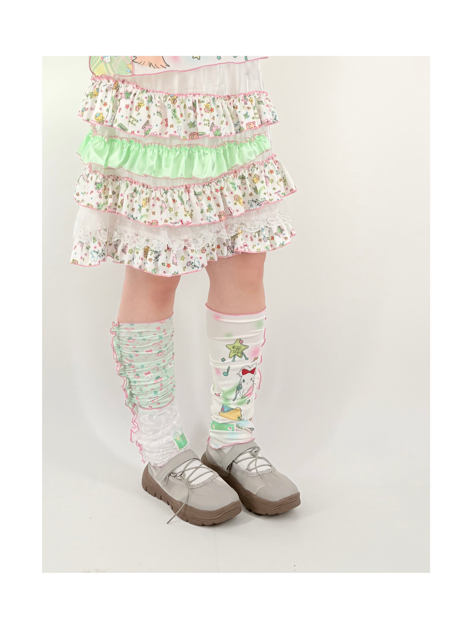 shishihshop – Kawaii Ice Cotton Lace Leg Warmers with Print leg warmmers shishihshop