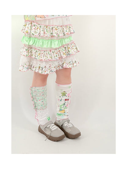 shishihshop – Kawaii Ice Cotton Lace Leg Warmers with Print leg warmmers shishihshop