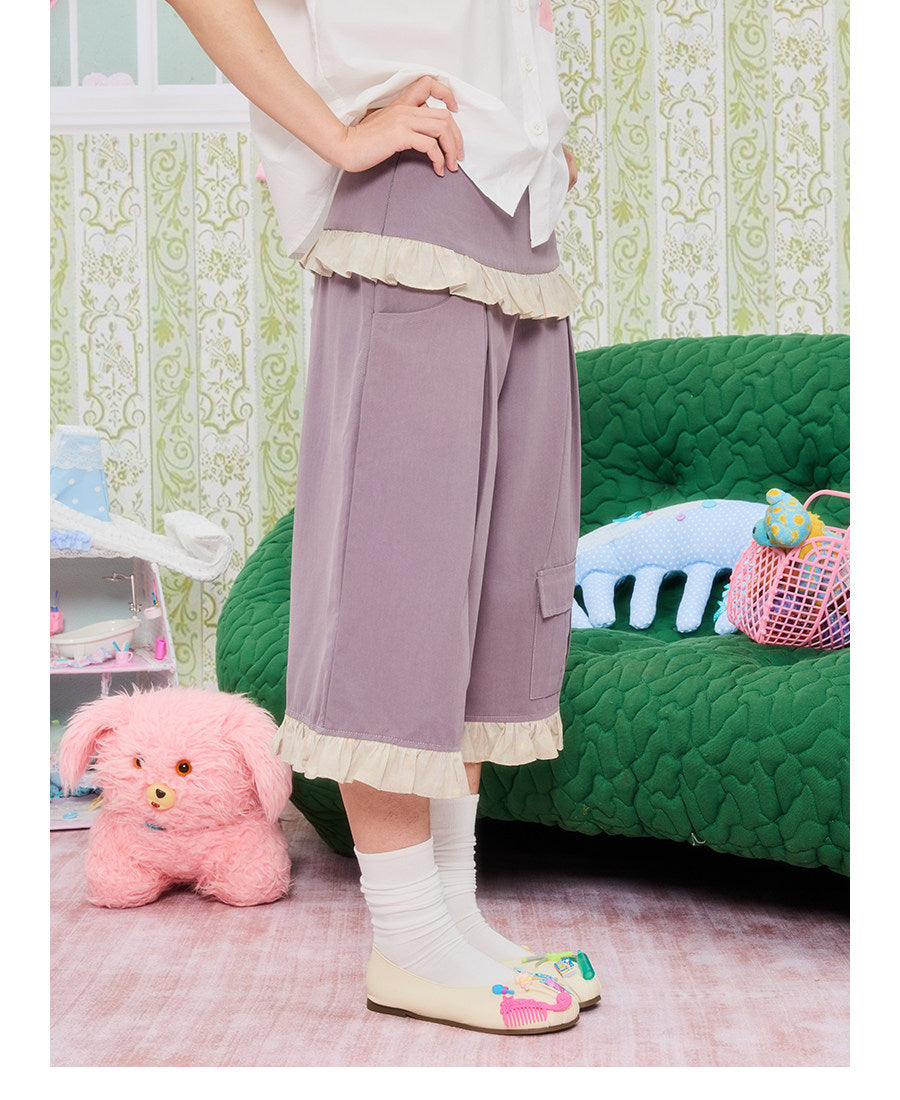 UnsocialNight - Star Patch Cropped Cargo Pants pants UnsocialNight