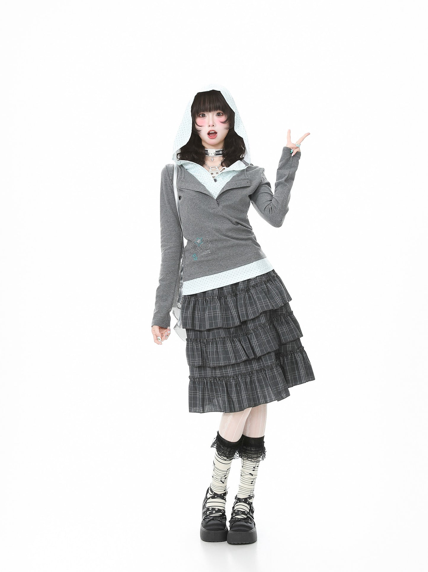 Languid Park - Plaid Ruffle Embroidered Skirt skirt Languid Park