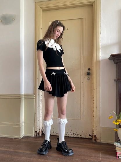 Harajuku T-shirt Black White Patchwork T-shirt Feather Cross Short Sleeve T-shirt tshirt daytoday everyday institute