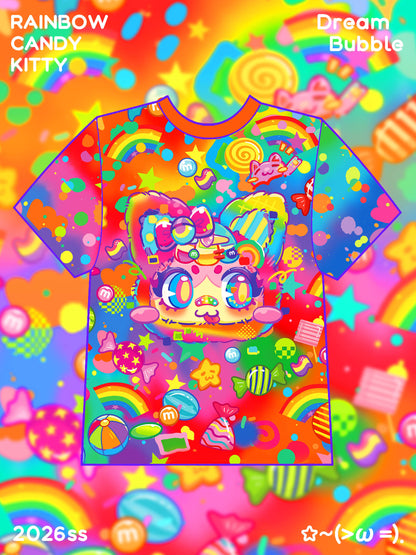 Dream Bubble - Rainbow Cat Print Tee tshirt Dream Bubble