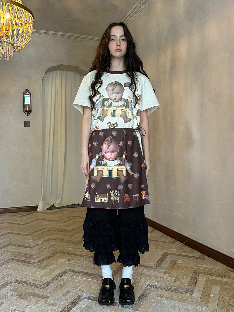 daytoday Everyday Institute - Kawaii Apron Transparent Bow Doll Print daytoday everyday institute