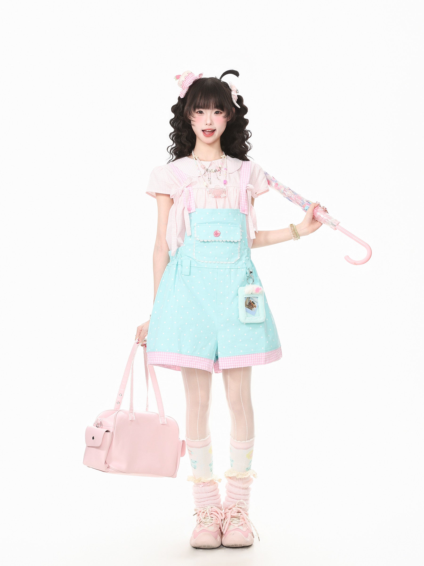 Languid Park - Polka Dot Lace Suspender Shorts overall Languid Park