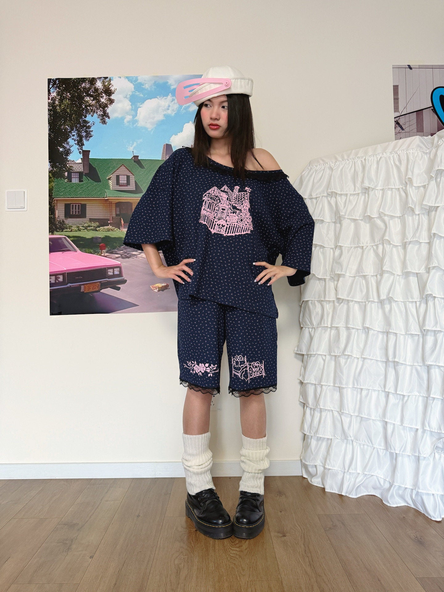 Bunnybunnygun - Floral Waffle Knit Shorts shorts bunnybunnygun