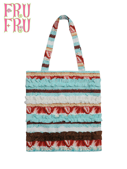 frufru - Kawaii Cake Print Corduroy Canvas Tote Bag bag frufru