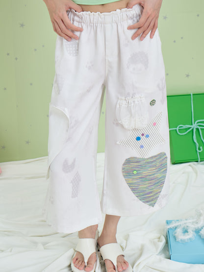Moon Meadow - Patchwork Wide Leg Capri Pants shorts Moon Meadow