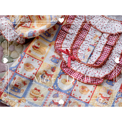 Mori Doll - Cat Print Plaid Cotton Blouse shirt Mori Doll