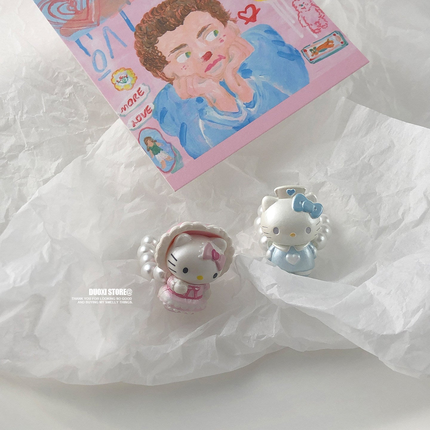 Duoxi - Kawaii Kitty Pearl Beaded Ring ring DuoXi