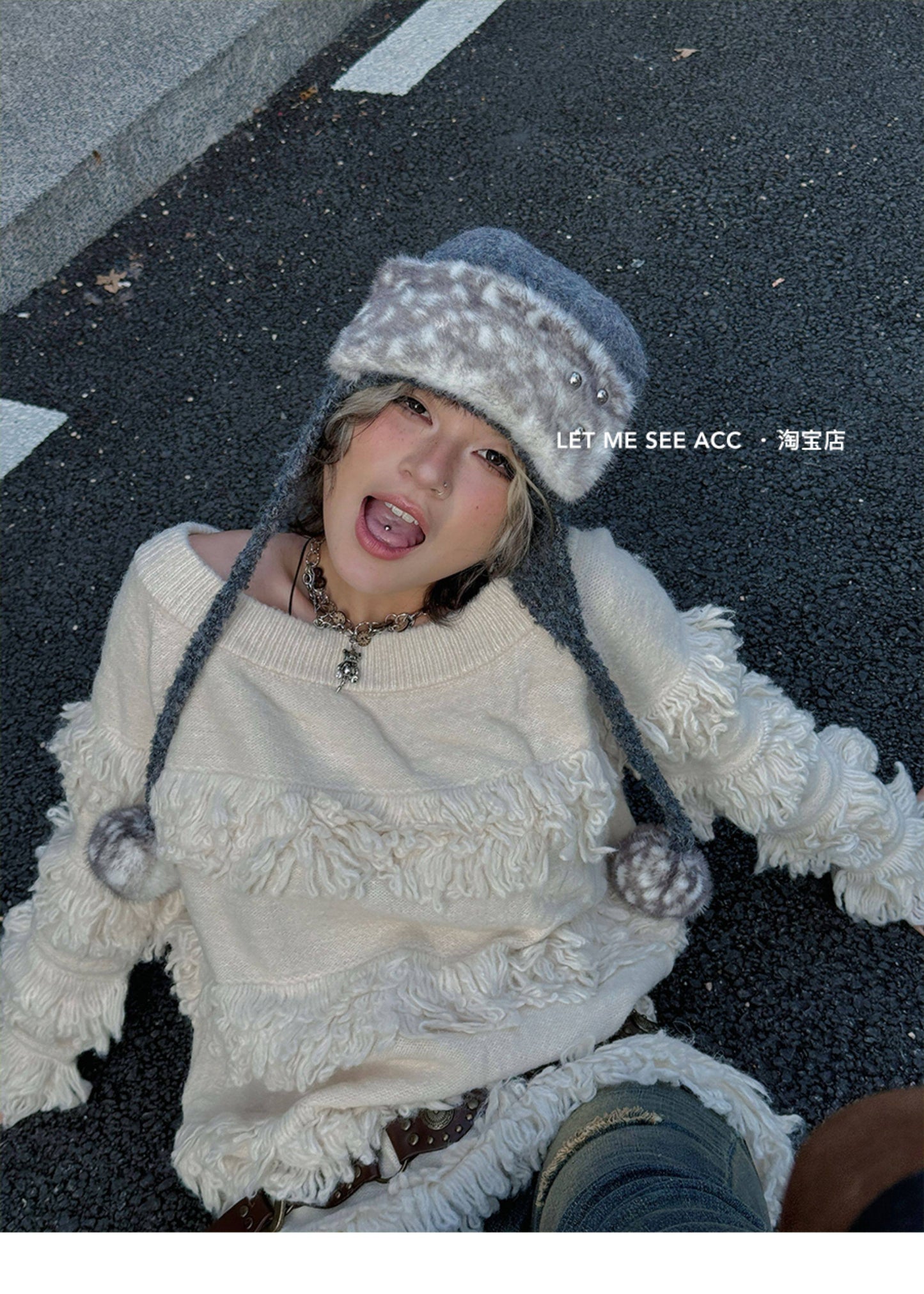 LET ME SEE - Y2K Subculture Plush Ear Flap Beanie hat let me see
