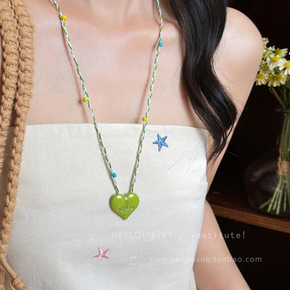 GIRL INSTITUTE - Colorful Planet Heart Necklace necklace GIRL INSTITUTE