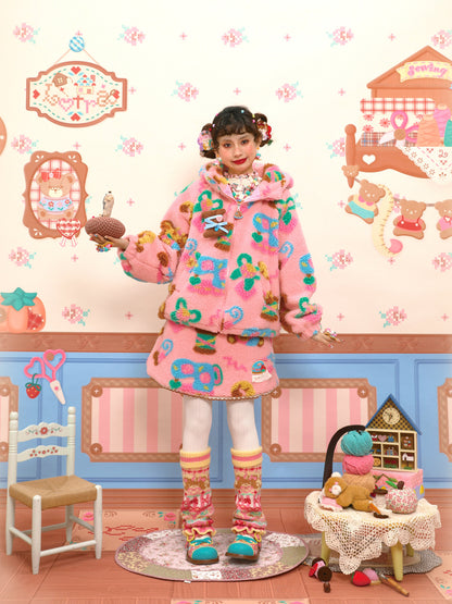 Lutra Jump - Decora Pink Fleece Mini Skirt skirt Lutra Jump