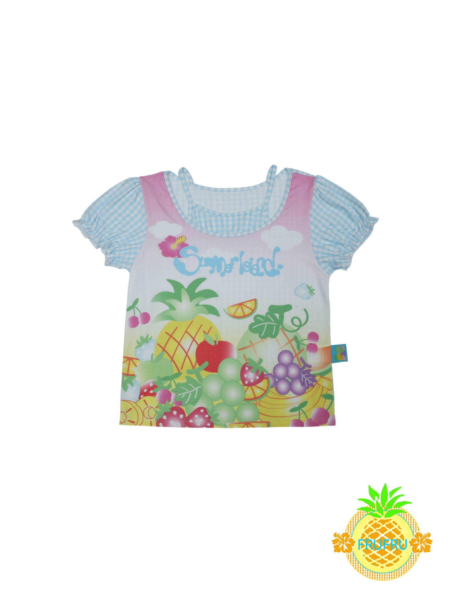 Frufru Fruity Gingham Print T-Shirt | Kawaii Cotton Tee tshirt frufru