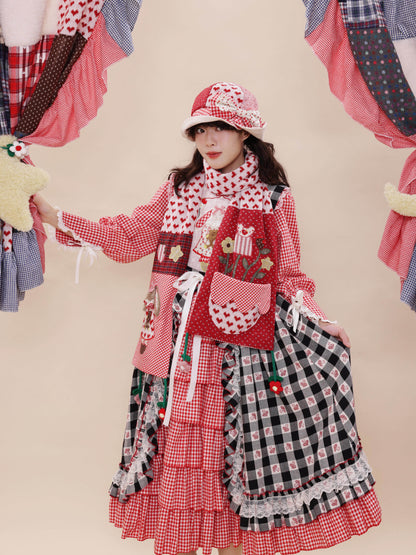 SemenCoicis - Vintage Plaid Floral Patchwork Bow Bucket Hat hat SemenCoicis