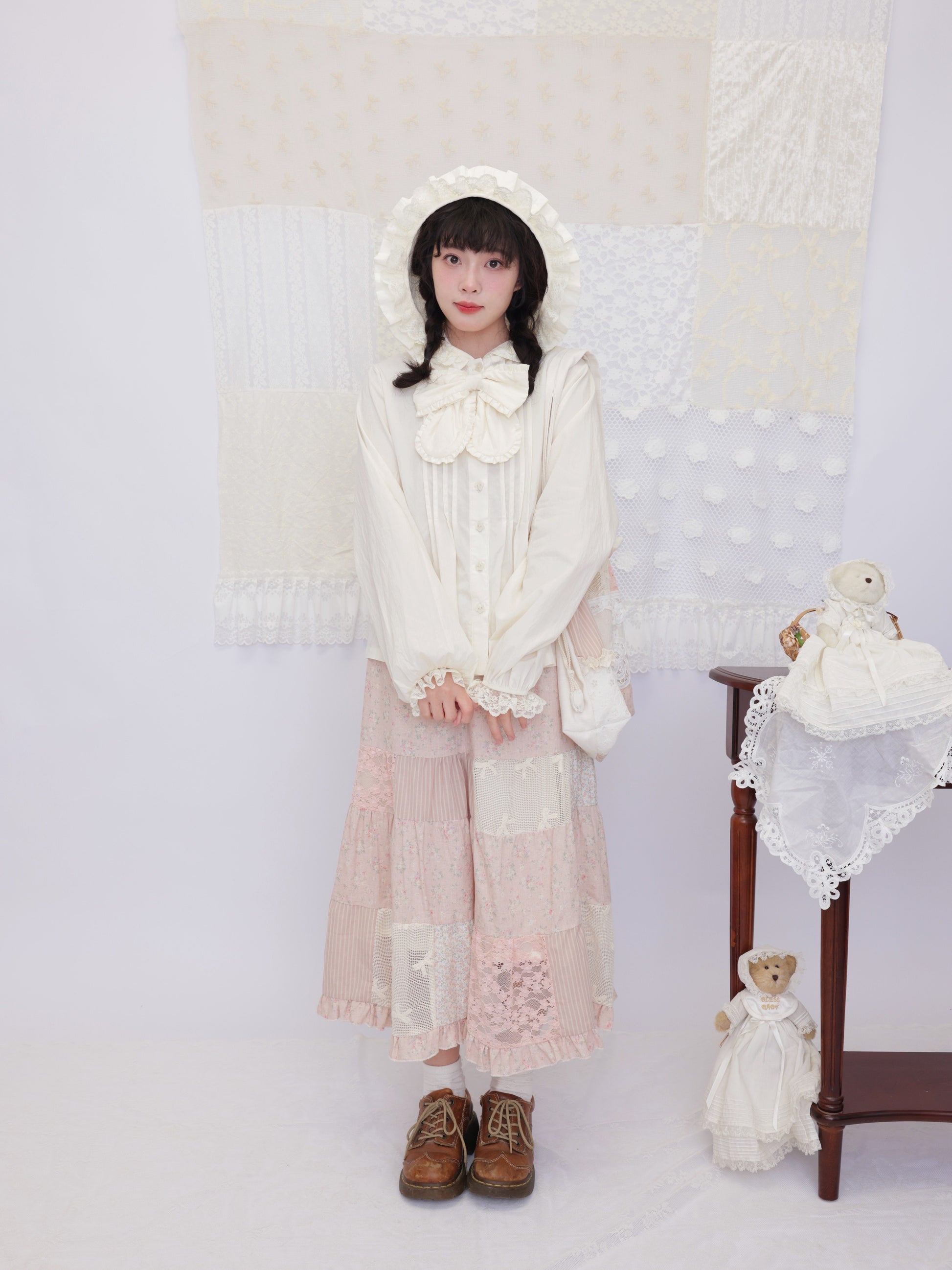 SemenCoicis - Lace Hood Bow Blouse shirt SemenCoicis