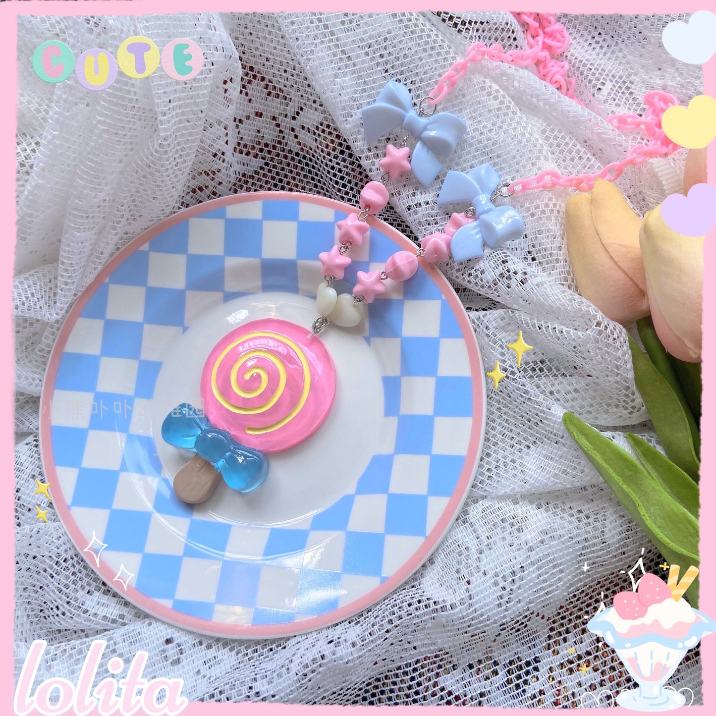Bear Doll - Colorful Lollipop Candy Necklace necklace Bear Doll