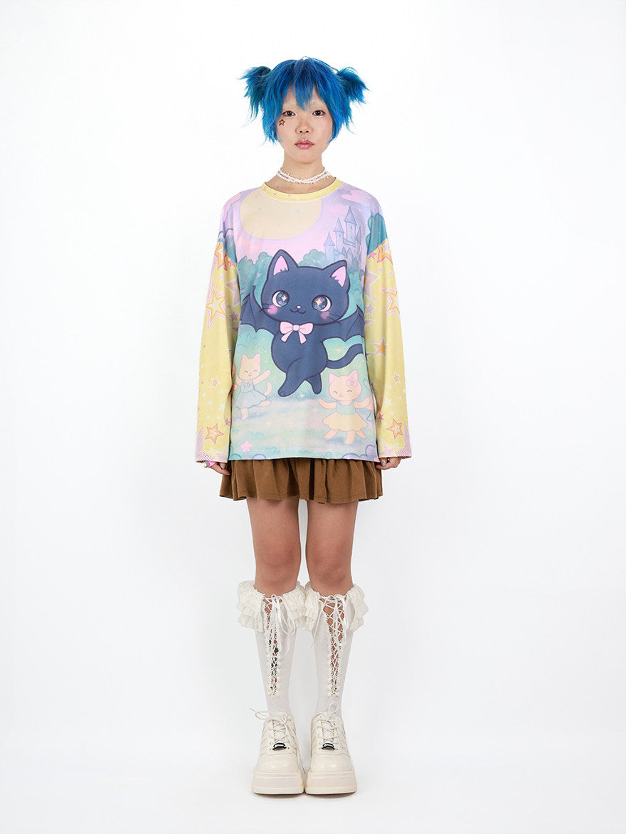 Nihonkids - Gothic Bat Cat Long Sleeve Tee shirt NIHON KIDS