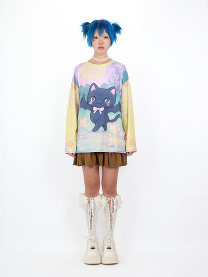 Nihonkids - Gothic Bat Cat Long Sleeve Tee shirt NIHON KIDS