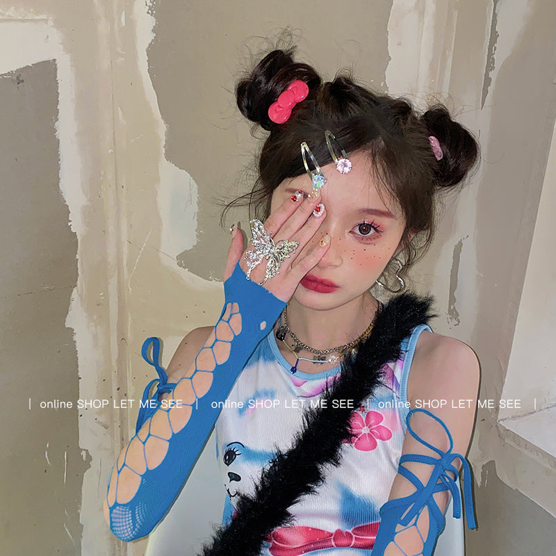 LET ME SEE Cross Strap Arm Sleeves | Multicolor Hollow-Out Sleeves sleeves Land Decora