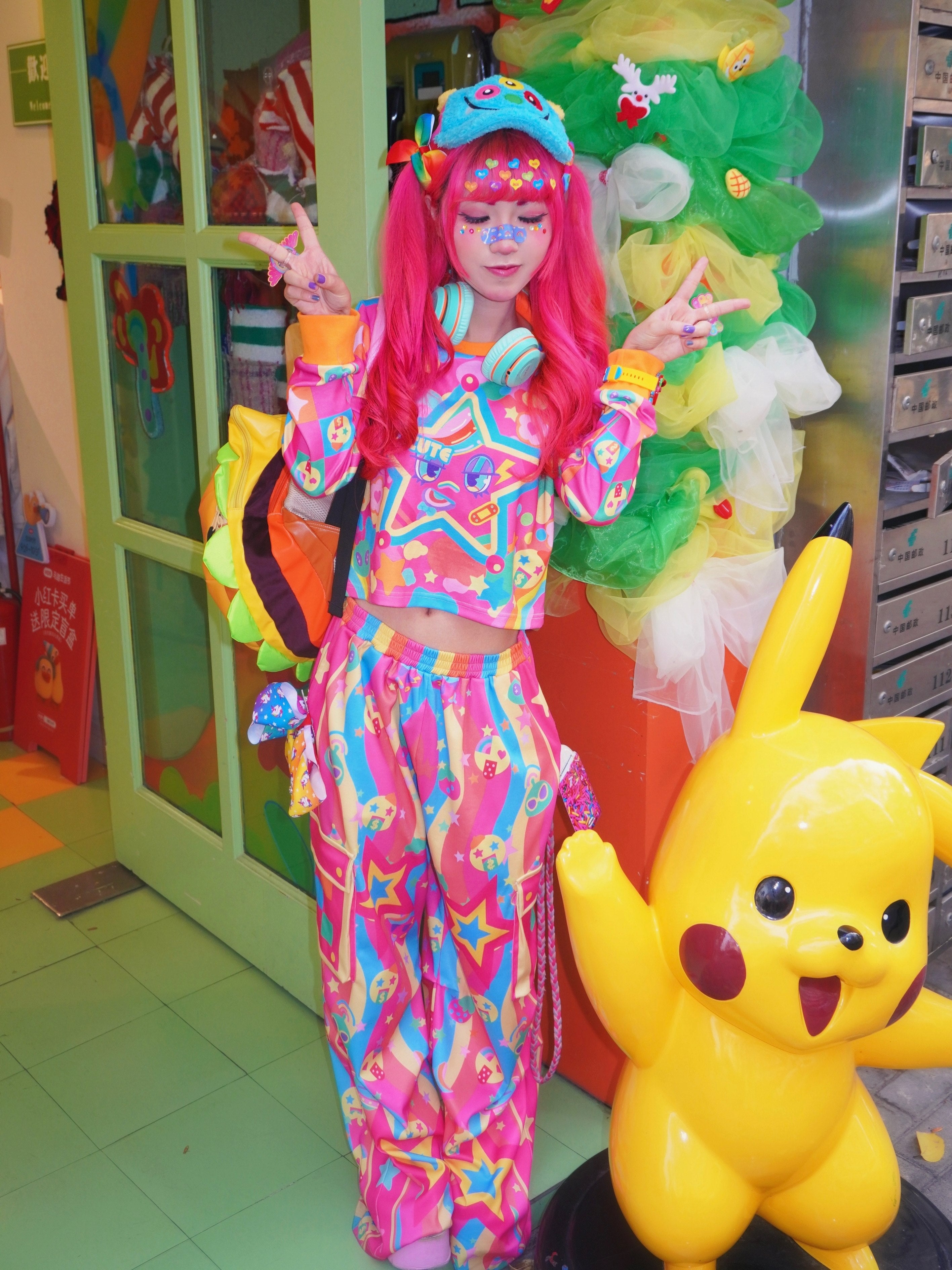 Neon Rainbow Star Decora Kei Set | Harajuku Streetwear – Land Decora
