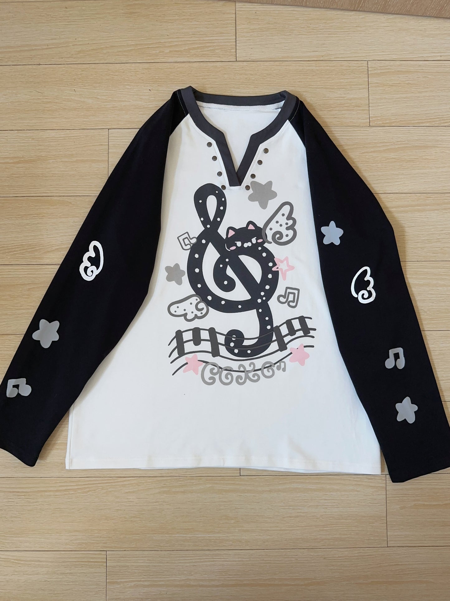 CokoStore - Music Note Print Long Sleeve T-Shirt shirt coko store