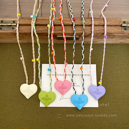 GIRL INSTITUTE - Colorful Planet Heart Necklace necklace GIRL INSTITUTE