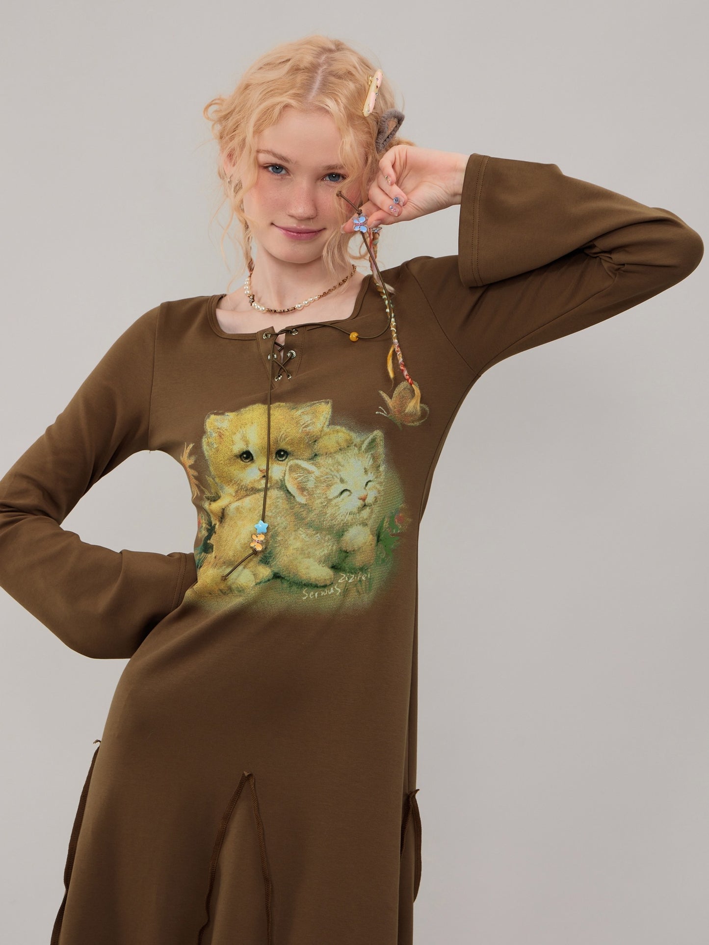 ziziFei - Girly Kei Cat Print Dress dress ziziFei