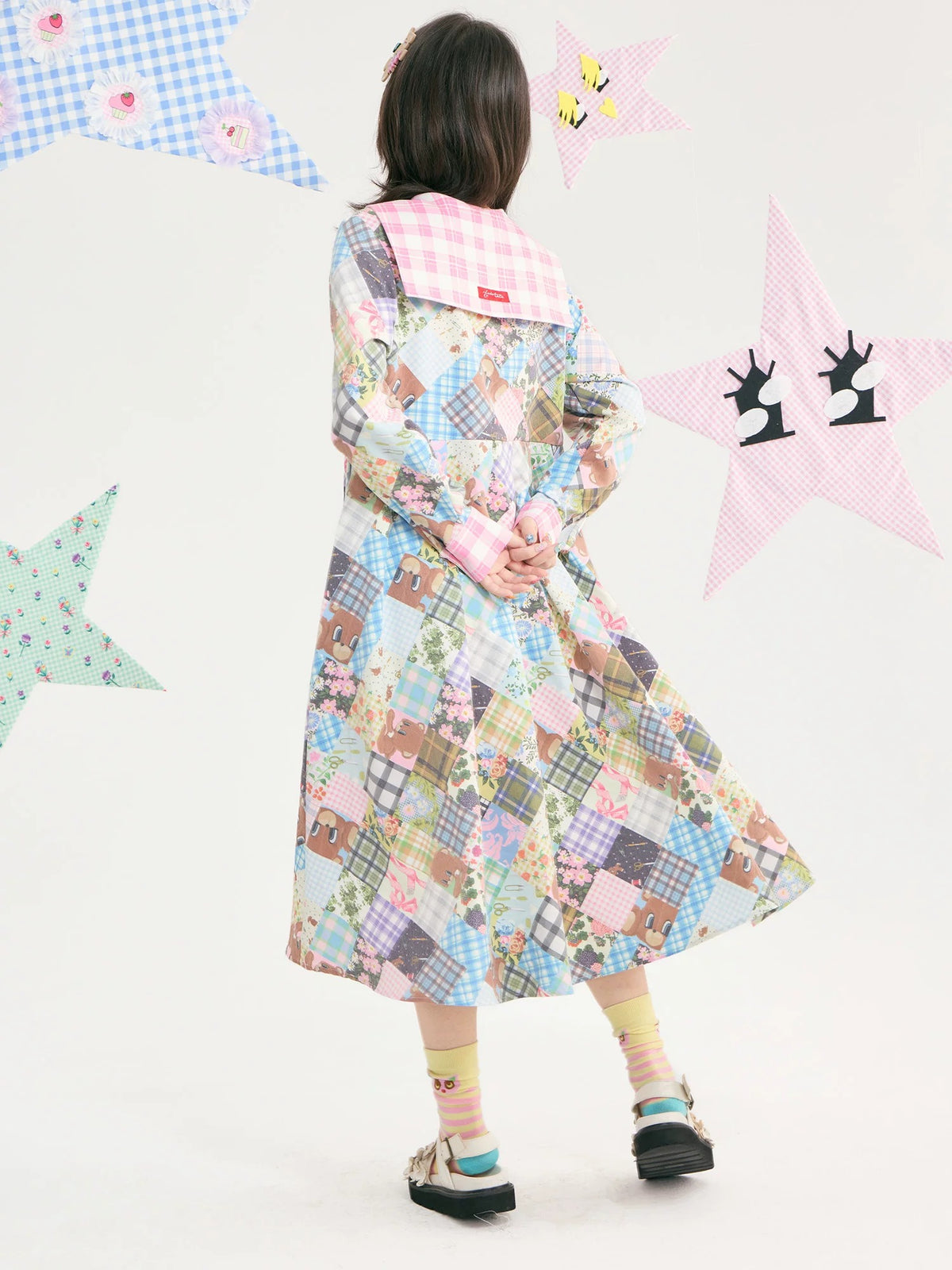 tntntutu - Teddy Patchwork Sailor Collar Dress dress tntntutu