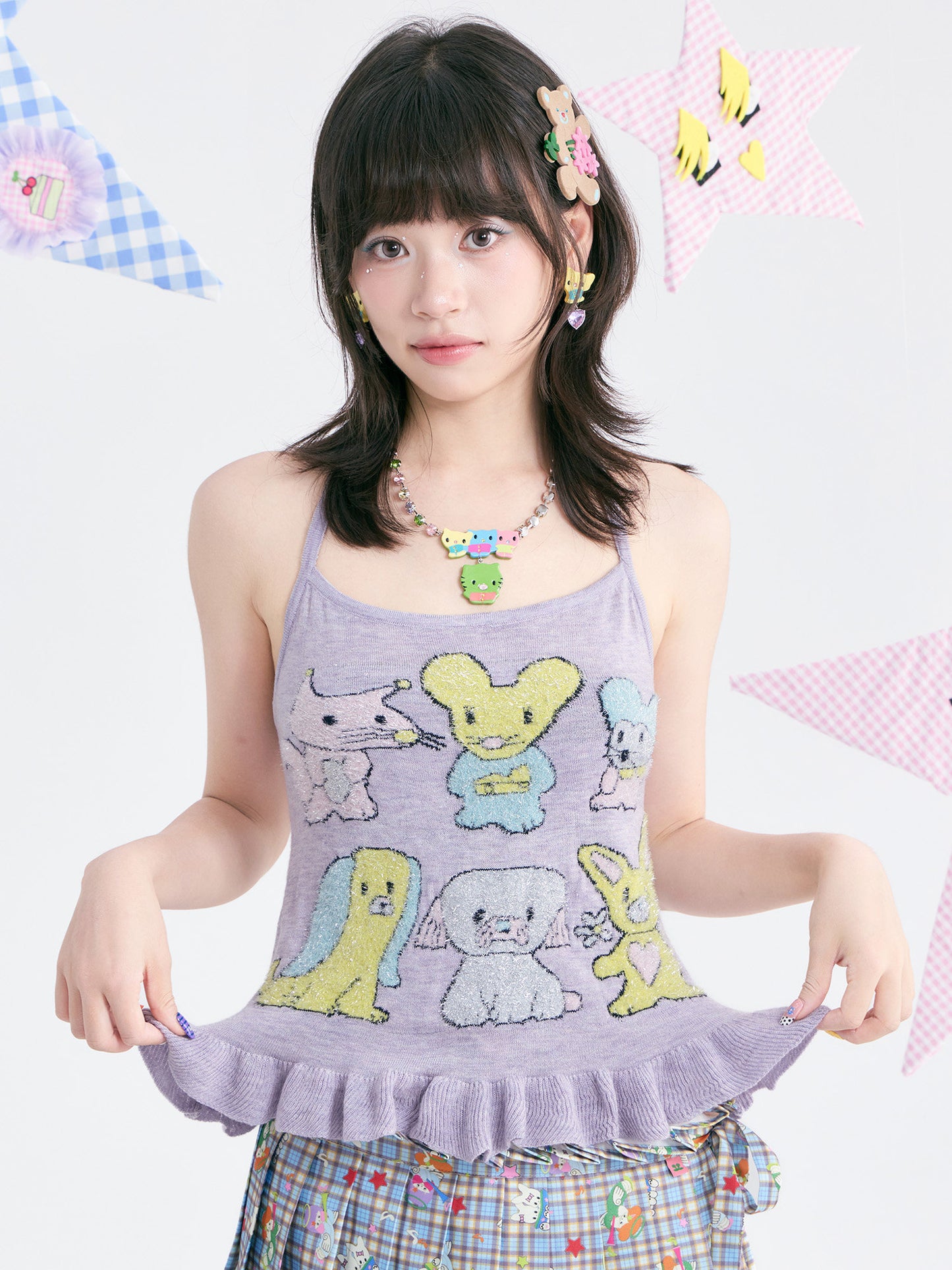 tntntutu - Lavender Glitter Ruffle Halter Knit Top camisole tntntutu