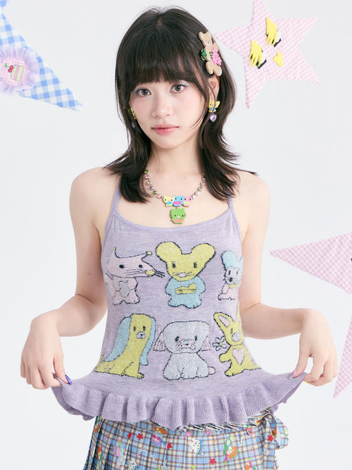 tntntutu - Lavender Glitter Ruffle Halter Knit Top camisole tntntutu