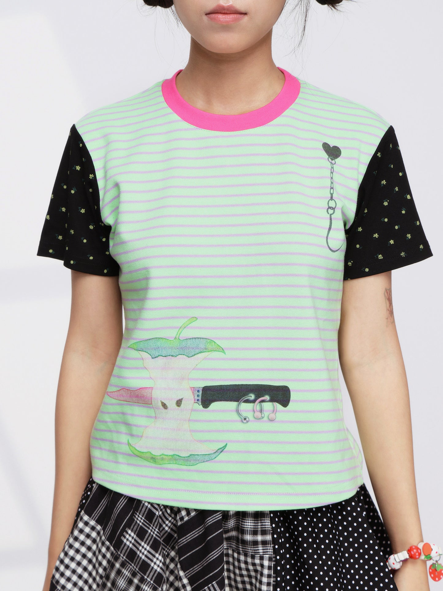 FRUITS - Apple Stripe Contrast Tee tshirt Fruits S