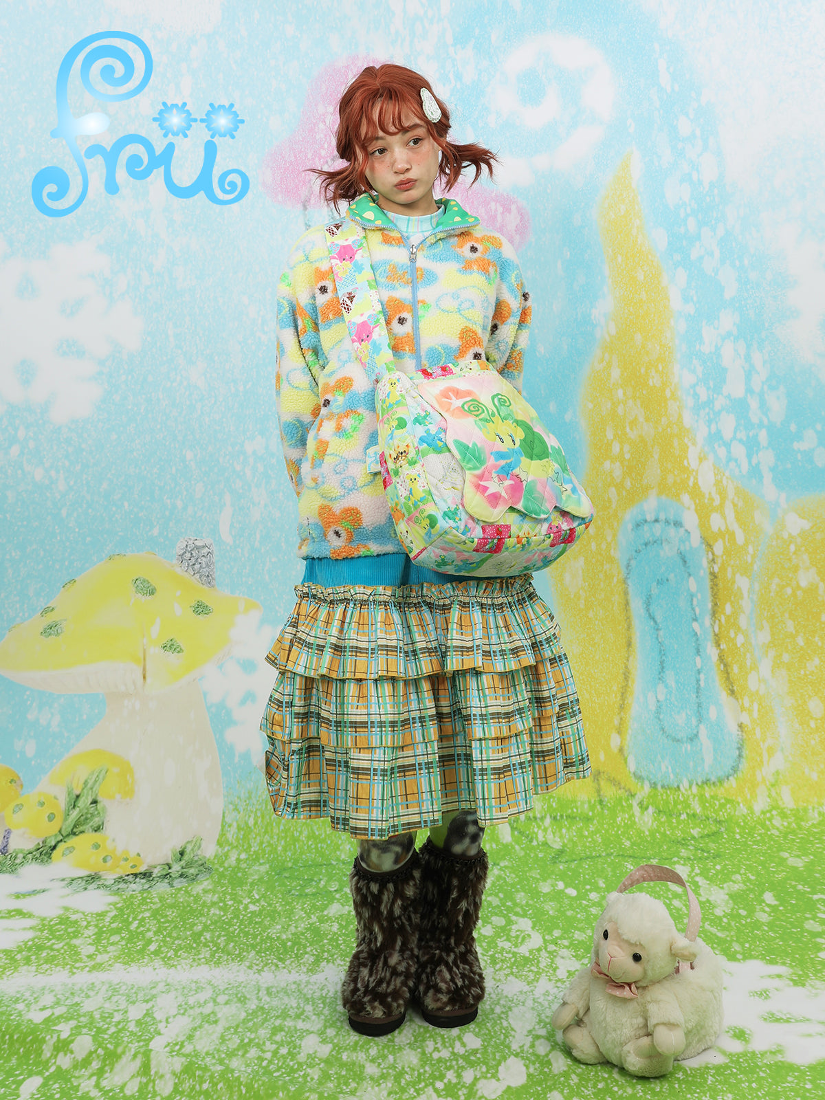 frufru Cartoon Fleece Jacket | Harajuku Reversible Teddy Coat coat frufru