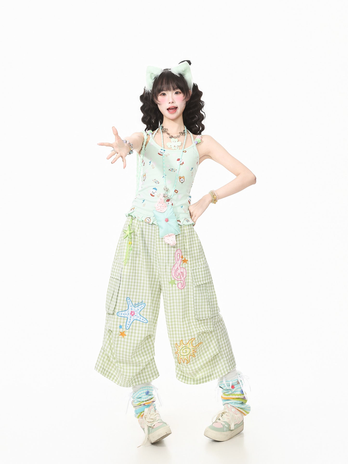 Languid Park - Star Embroidered Wide-Leg Pants pants Languid Park