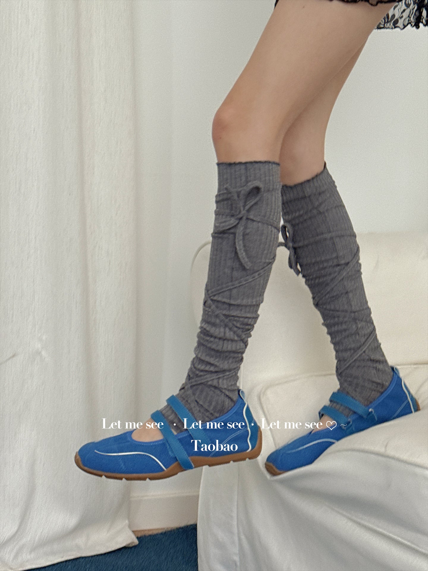 LET ME SEE - Solid Color Knit Stirrup Leg Warmers socks let me see