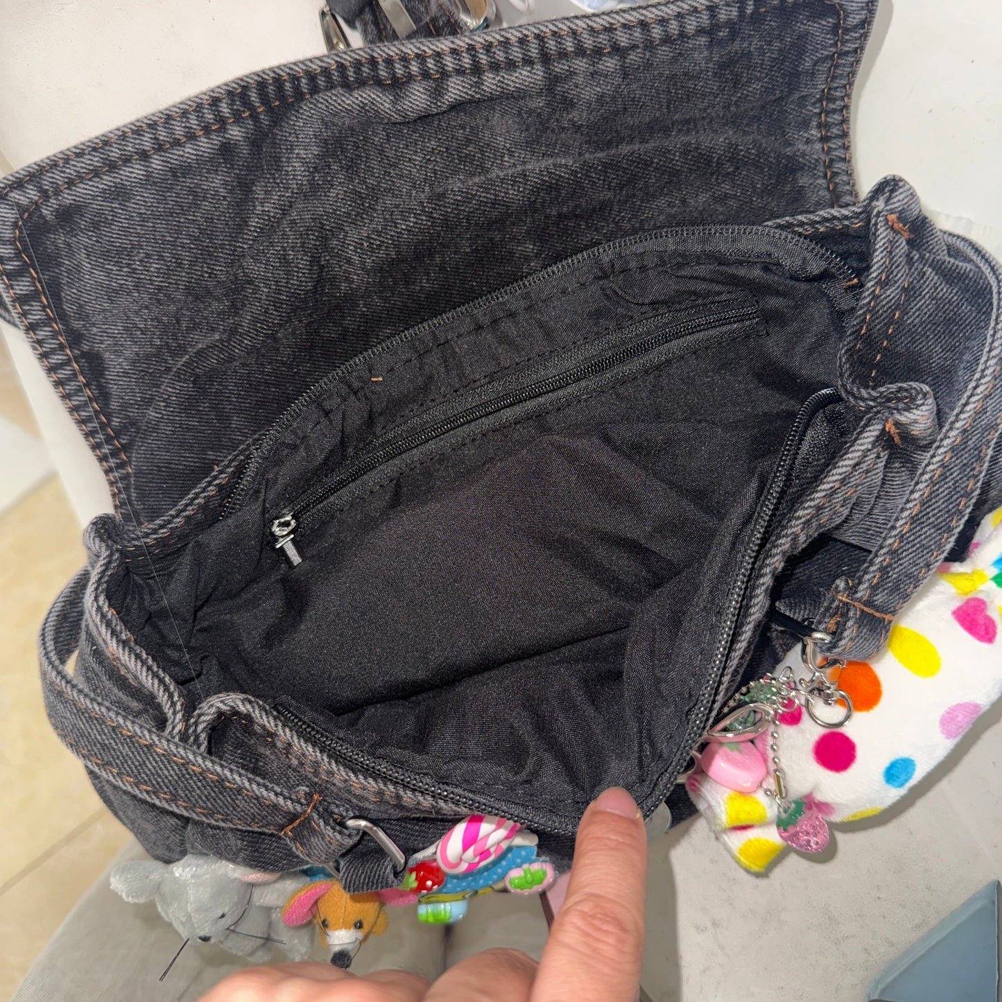 Hottie - Y2K Denim Charm Shoulder Bag | Cute Mini Hobo Bag