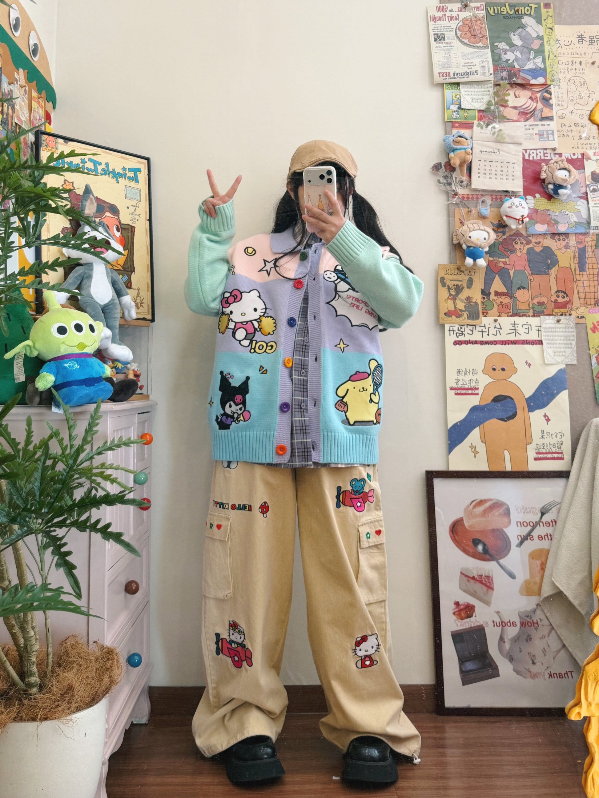 BIBULU - Kidcore Cartoon Embroidered Cardigan cardigan BIBULU