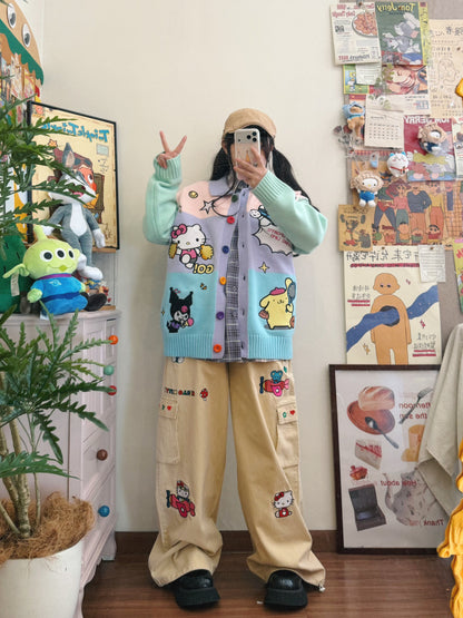 BIBULU - Kidcore Cartoon Embroidered Cardigan cardigan BIBULU