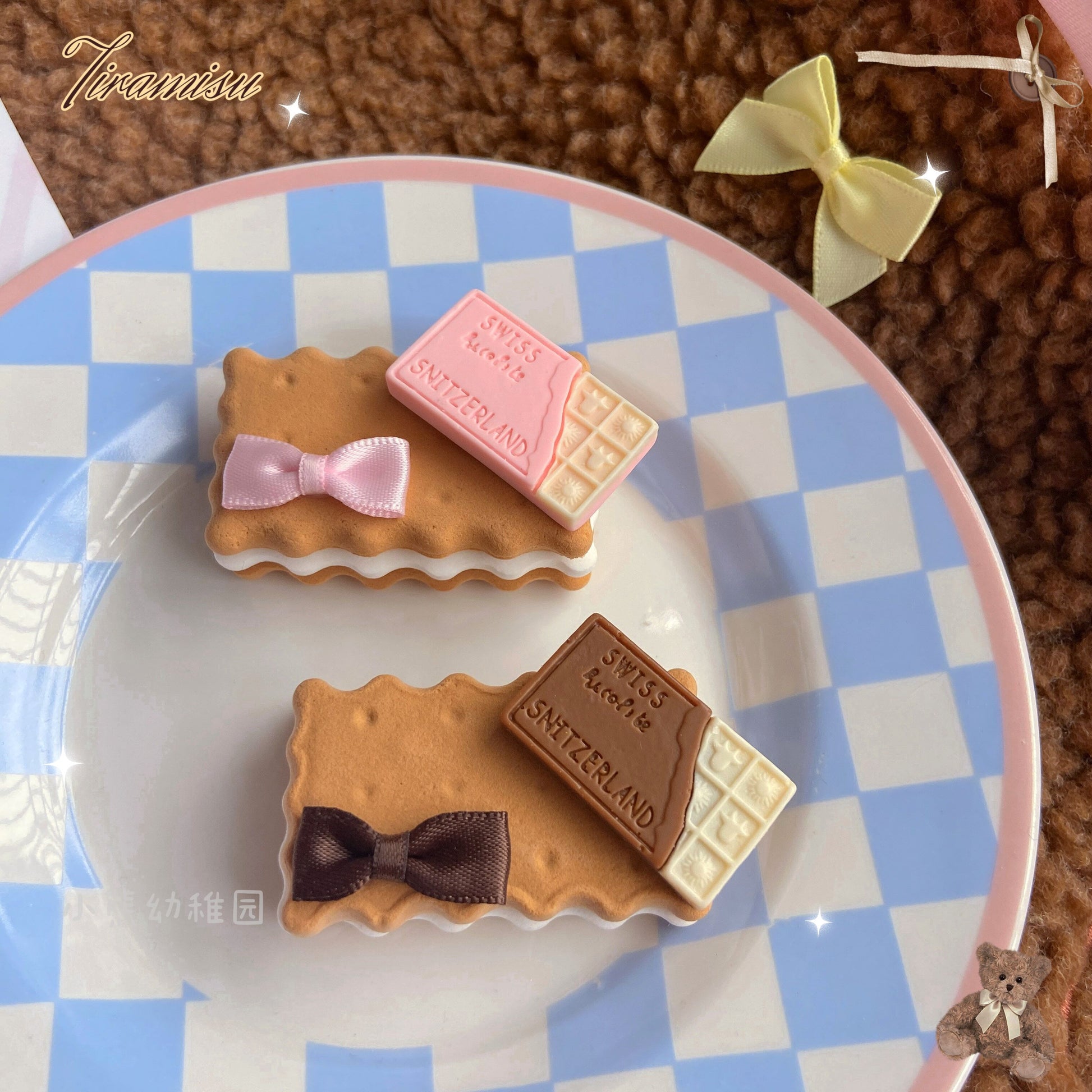 Bear Doll Cookie Necklace | Decora Kei Handmade Tiramisu Charm necklace Bear Doll