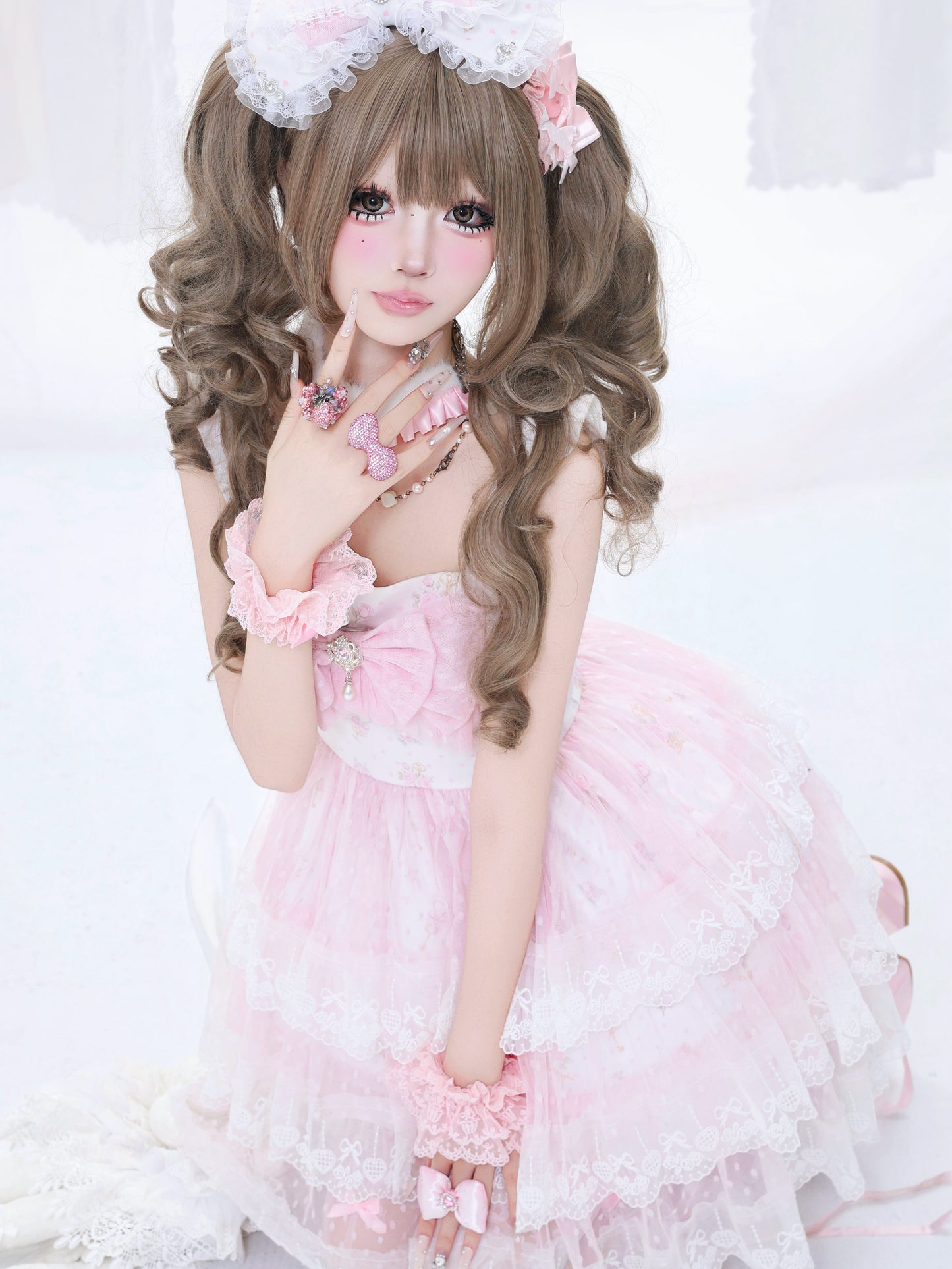 BunnyBite - Hime Gyaru Lace Polka Dot Cami Dress