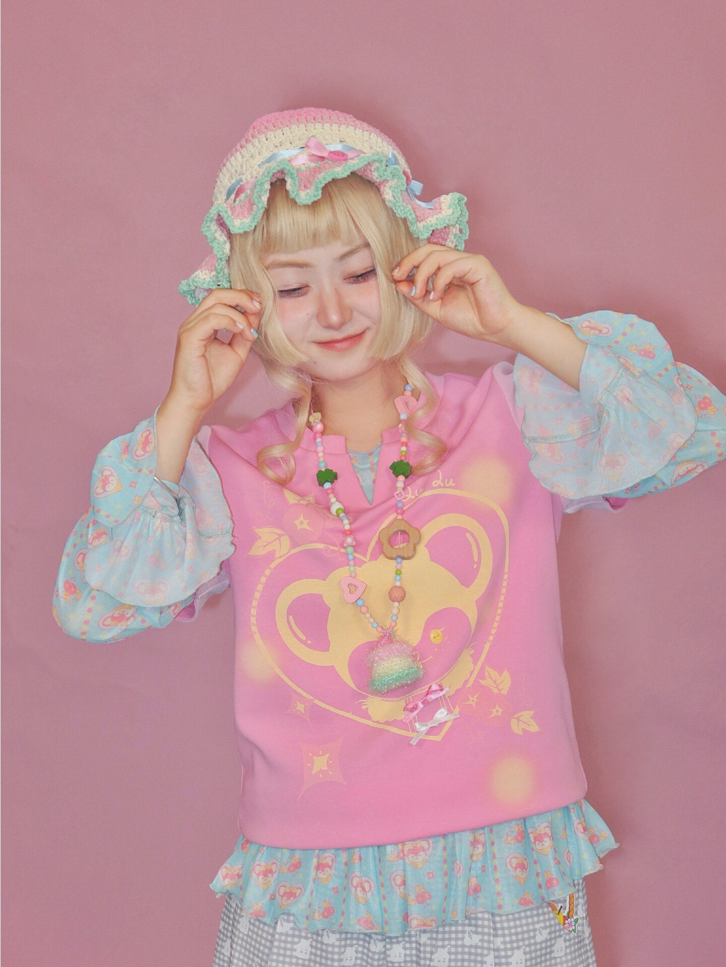 Lulululu - Pink Mouse Print Tee shirt LULULULU